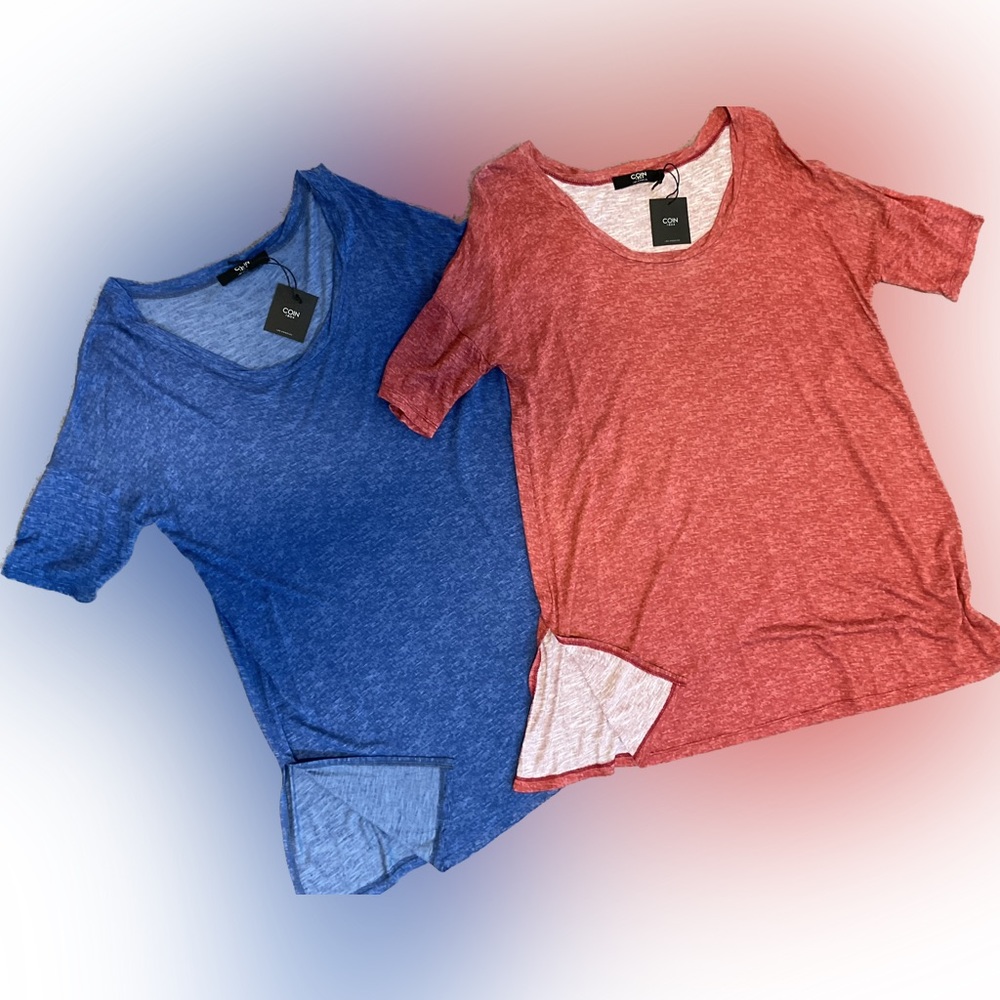 COIN1804 bundle of two oversized tees in brick and indigo.